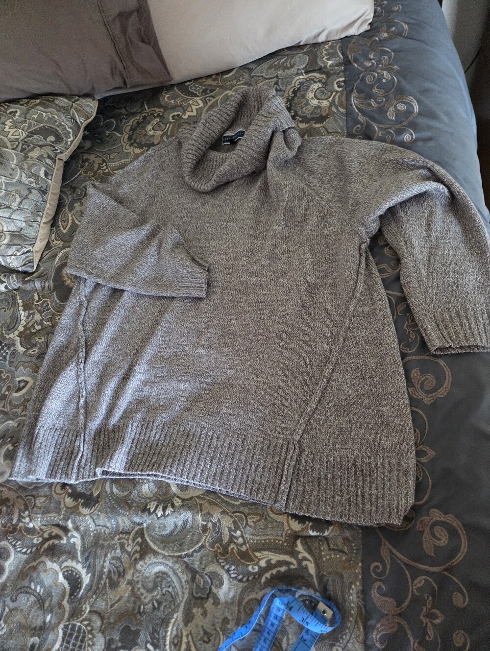 Karen Scott 2x Tunic Cowl Heck Sweater Tan Grey